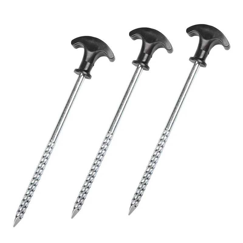 

Ji Rock Stainless Steel Spiral Tent Nail Windproof Awning Permafrost Ice Drilling Lengthen Rough T-type Steel Nail