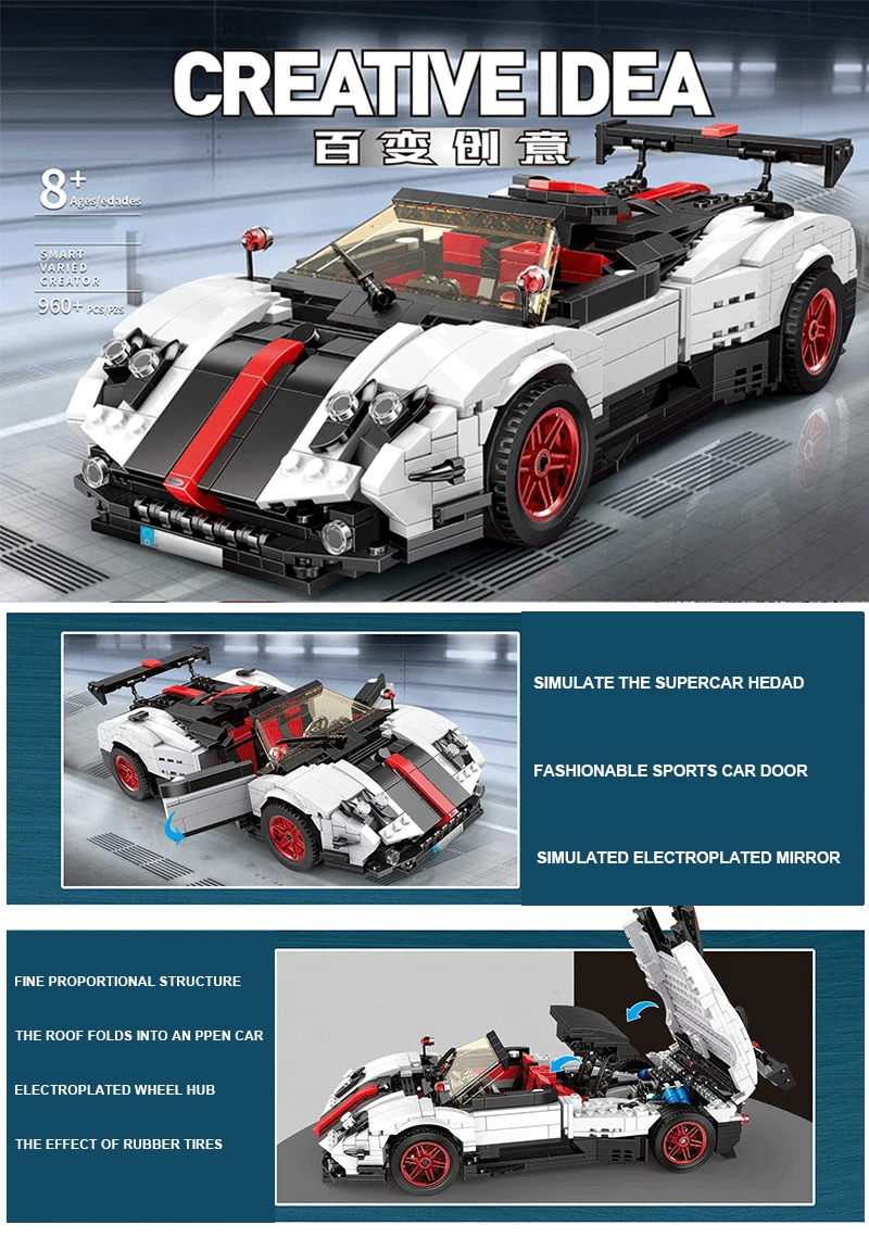 Форма король 13105 Креативная идея серии Pagani Zonda Cinque Roadster Совместимость Moc-22208 конструктор кирпичи игрушки подарки для мальчика