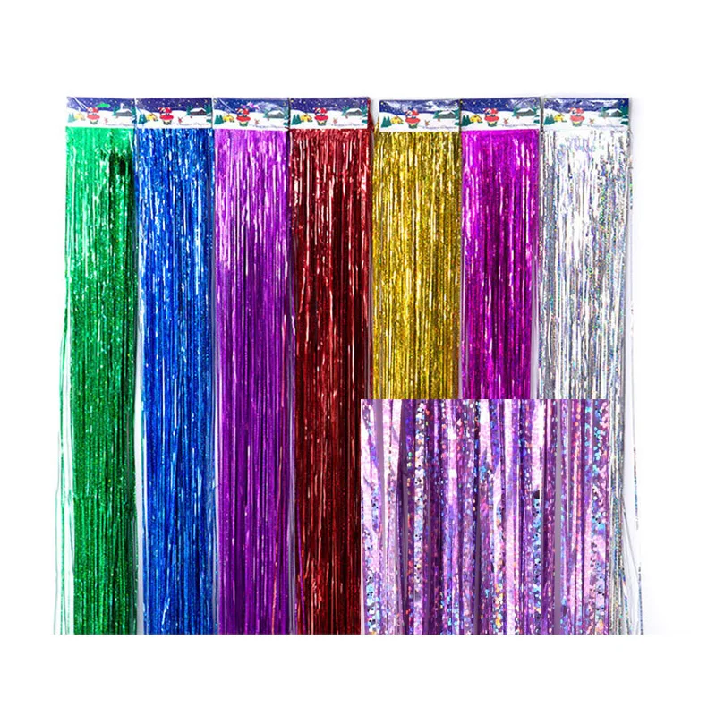 

10pcs 14cm Laser Glitter Foil Curtain Wedding Backdrop Birthday Party Decorations Baby Shower Balloon Tinsel String Wall Decor