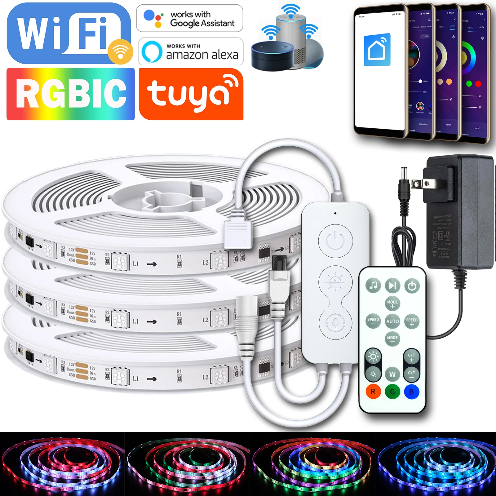 Светодиодная лента TUYA 5 м/10 м Wi-Fi Пиксельная Dreamcolor WS2811/5050SMD RGB-полоса радужного