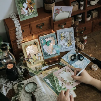 

15 Sheets Vintage Mini Notebook Floral Patterns Portable Pocket Journal Steno Memo Notebook Minidaily Notepad