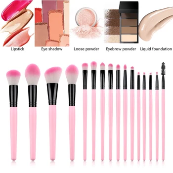 

16 pcs/set makeup brush kit soft synthetic head wood handle brushes women fan flat brush set eyeshadow facial make up