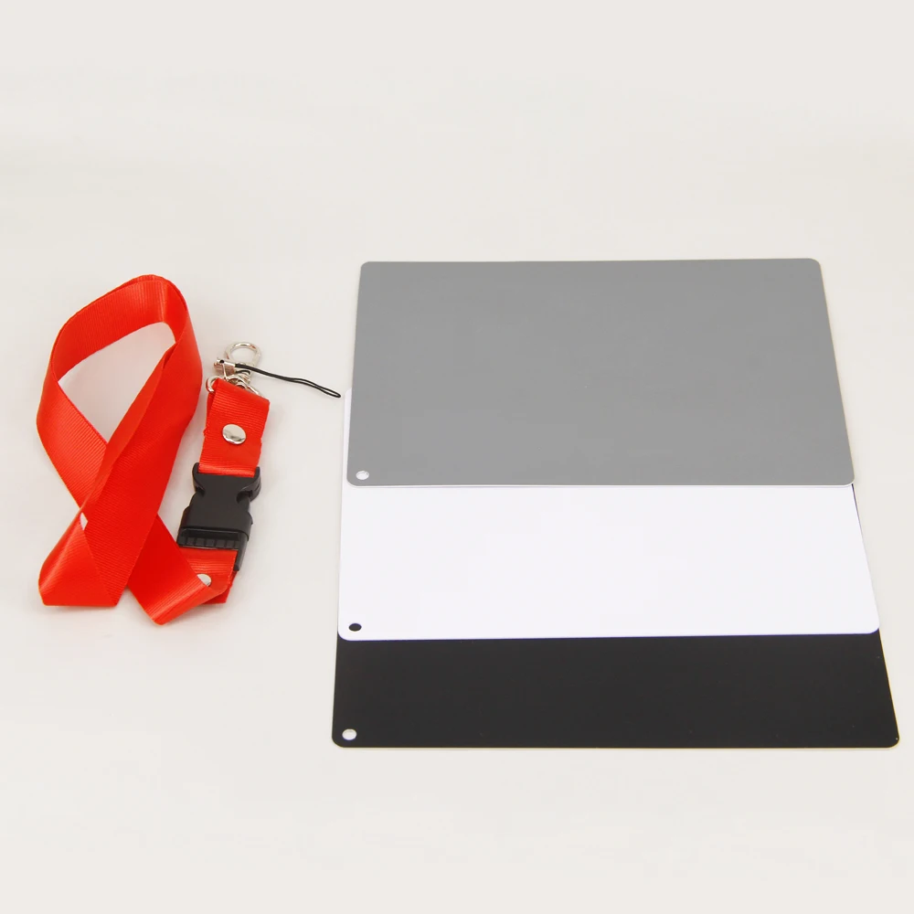 

17.5cm x 12cm New Large 3 in1 18% Digital Grey Card White Black Gray Color White Balance with Strap For 450d 650d d3100 d5100