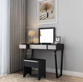 

Nordic black modern simple net dressing table bedroom fold multi-functional dressing table small family mini dressing table