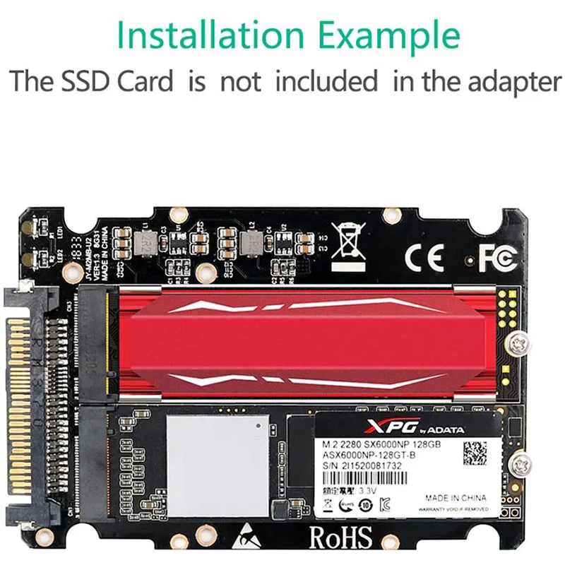 2 In 1 M.2 NVMe SATA U2PCB M.2 NVME SSD Key M Key B SSD To U.2 SFF-8639 Adapter PCIe M2 Converter Desktop Computer Parts — view 5
