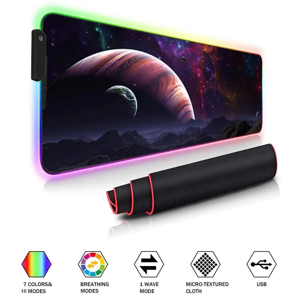Игровой коврик для мыши XGZ RGB большой 80*30 см компьютера со светодиодной подсветкой