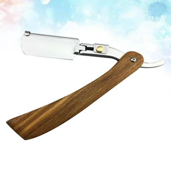

Wood Handle Chic Straight Barber Edge Steel Razors Shaving Knife Folding Men Vintage Straight Edge Metal Hair Shaper Barber Razo