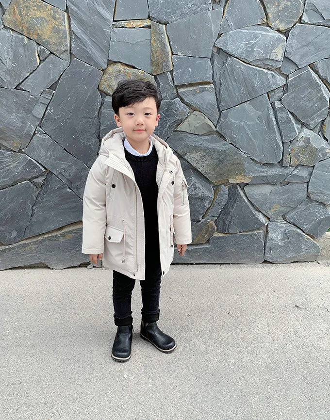 Новинка 100 г.; зимняя теплая куртка на подкладке из хлопка для мальчиков ростом 140- см; детское зимнее пальто