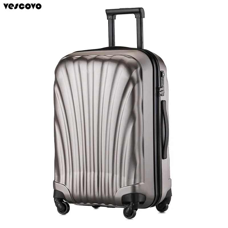 

VESCOVO 20"22"24"26inch PC shell trolley case men business rolling luggage spinner women travel suitcases with wheels free ship