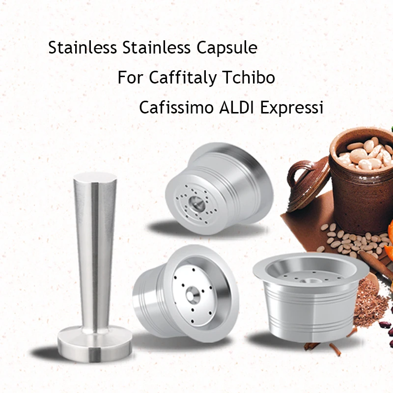 Stainless Steel Coffee Capsule Pod Reuable K Fee Filters For Tchibo Cafissimo Aldi Expressi Coffee Marke Tamper Spoon Coffee Filters Aliexpress