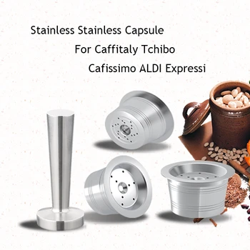 

Stainless Steel Coffee Capsule Pod Reuable K-Fee Filters For Tchibo Cafissimo ALDI Expressi Coffee Marke Tamper Spoon
