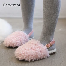 Winter New Indoor Kids Home Slippers Baotou Warm Plush Cotton Shoes Baby Girls Slippers Non-slip Soft House Toddler Shoes