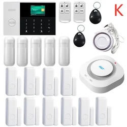 433MHZ IOS Android APP Remote Control LCD Touch Keyboard Wireless WIFI SIM GSM RFID Home Burglar Security Alarm System Sensor