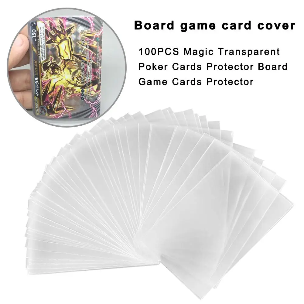100pcs пластиковый, прозрачный, для карт рукава волшебное кольцо для покемон TCG Yu-Gi-Oh! Настольная игра Таро "тройка" покер карты протектор