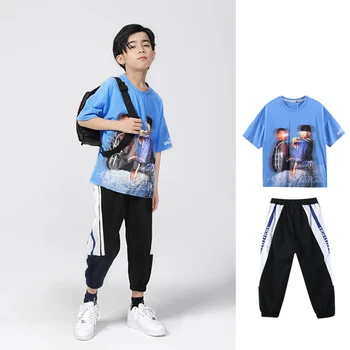 

2020 Children'S Summer Casual Short Sleeve Tops Hiphop Pants Tide Jazz Street Dance Costumes Hip Hop Dance Clothes Boys DQS4045