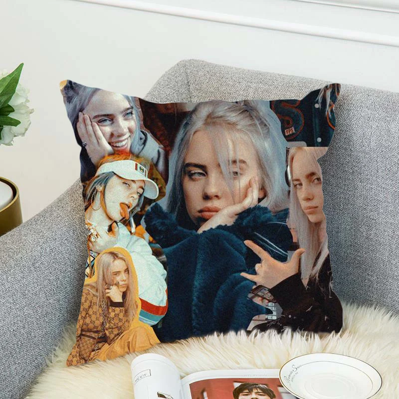 billie eilish Pillow Case Polyester Decorative Pillowcases Throw Pillow Cover style-3