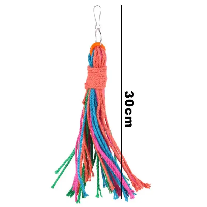 30cm Cotton Rope Пластиковые Деревянные игрушки для попугая, птицы, жевательные кусачки, подвесные украшения, смешные качели, веревка, подвесная клетка, качели, скалолазание, жевательные игрушки - Цвет: 30cm Cotton Rope