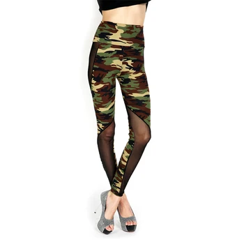 

Women Sexy Mesh Camouflage Leggings Casual High Waist Patchwork Stretchy Slim Leggings Female Fitness Push Up Leggings