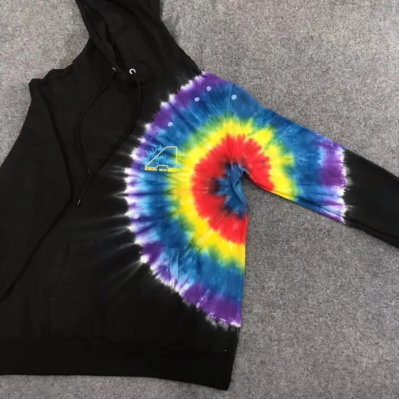 Travis Scott Europe tour Tie Dye Astroworld толстовка с капюшоном для женщин и мужчин высокое