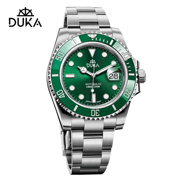 DUKA 40MM Men's Watches Mechanical Automatic Watch Men Top Brand Luxury NH35 Men Watch Stainless Steel Sapphire Waterproof Clock Green