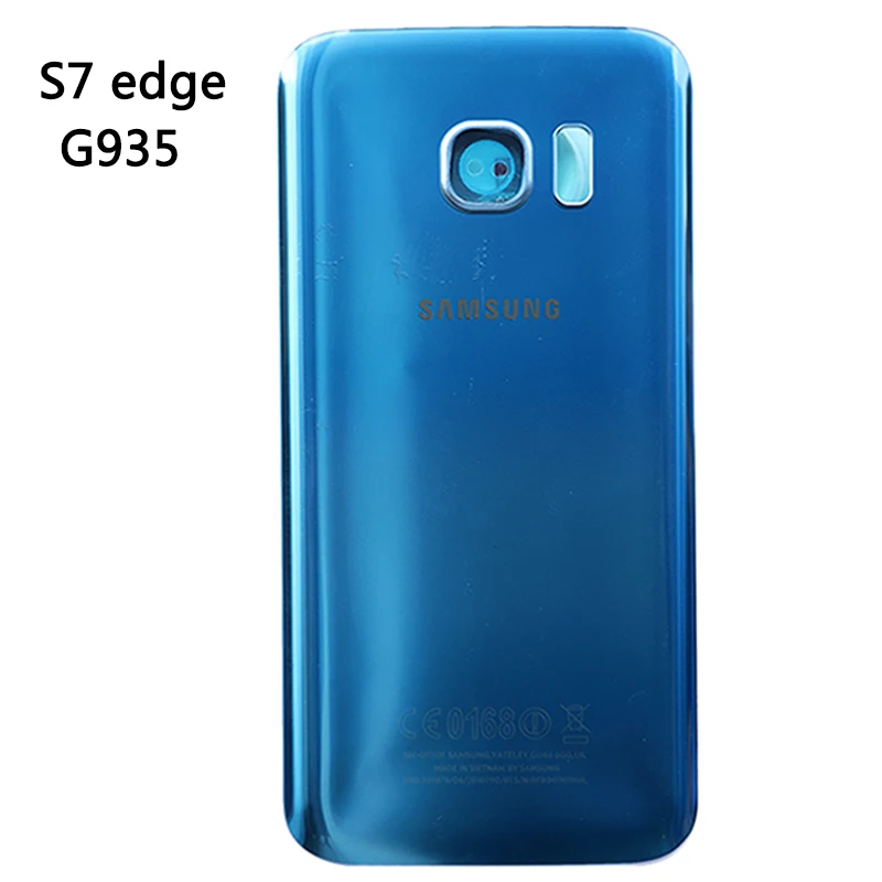 Для samsung Galaxy S7 G930/S7 edge G935 крышка батареи Задняя стеклянная дверная панель Корпус для S7 задняя крышка Корпус чехол - Цвет: s7 edge blue