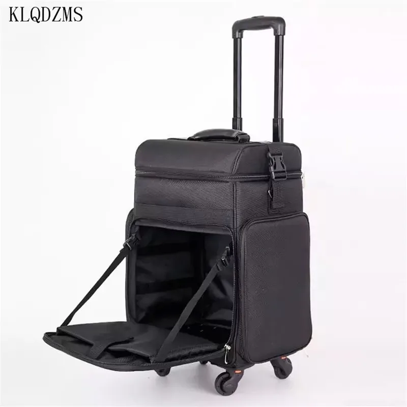 US $128.70 KLQDZMS Travel Suitcase On Wheels Oxford Lightweight Multifunctional Cosmetic Case Professional Nail Makeup Trolley Luggage