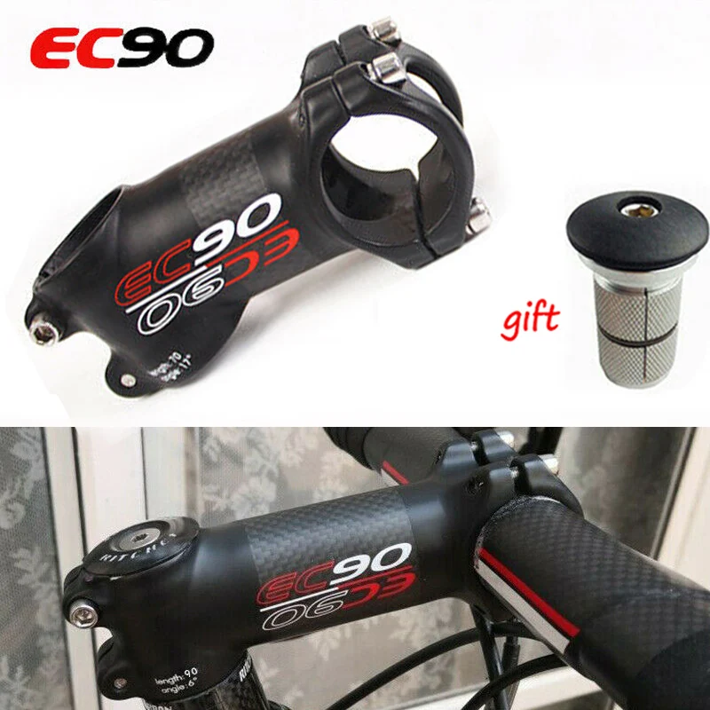 EC90 6/17 Degree sterm carbon fiber MTB bicycle stem 1-1/8'' Headset Expander Top Cap 60-120mm Bike bar Stem cycling part | Спорт и