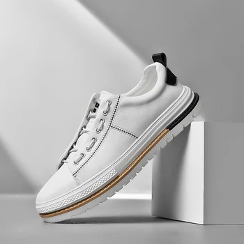 

2020 New Men Luxury Brand Shoes Fashion Leather Sneakers Mens Black White Casual Footwear Men Youth Wearable Walking Men Shoes