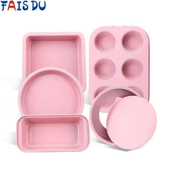 

Bakeware Set Bread Cake Toast Non-stick Tray Muffin Baking Carbon Steel Baking Beginner Tools Square Round Cookie Pan Mold Set