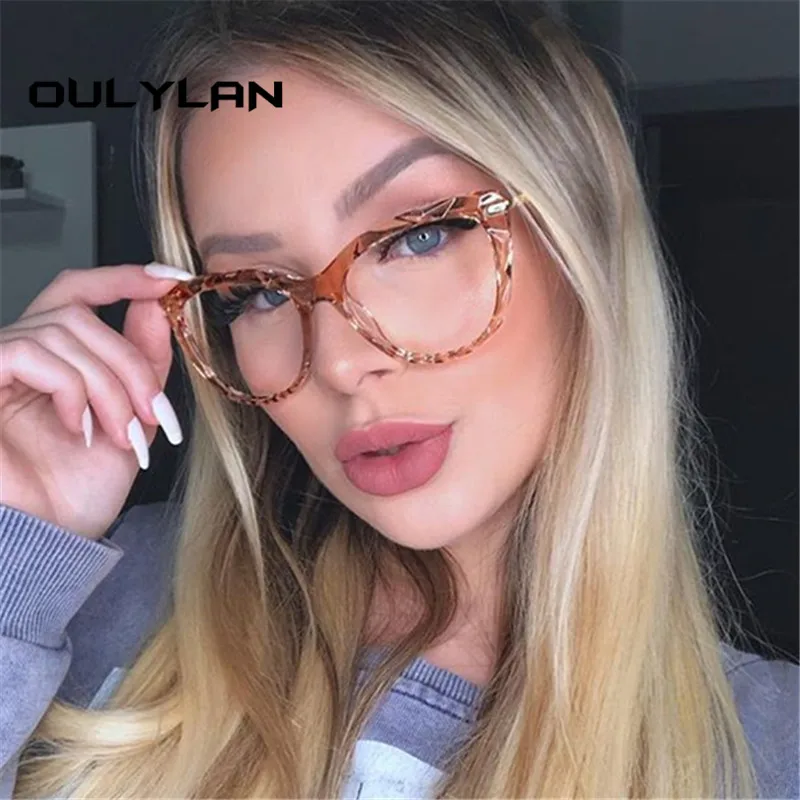 Oulylan прозрачные очки для женщин модные оправы очков кошачий глаз прозрачная