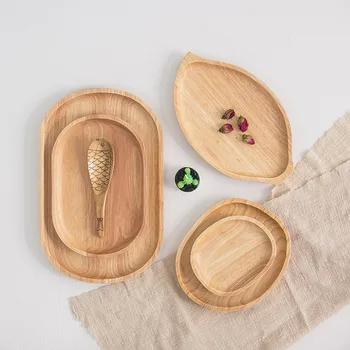 

Creative personality small disc simple European small plate solid wood leaves plate shaped disc feature tableware wholesale