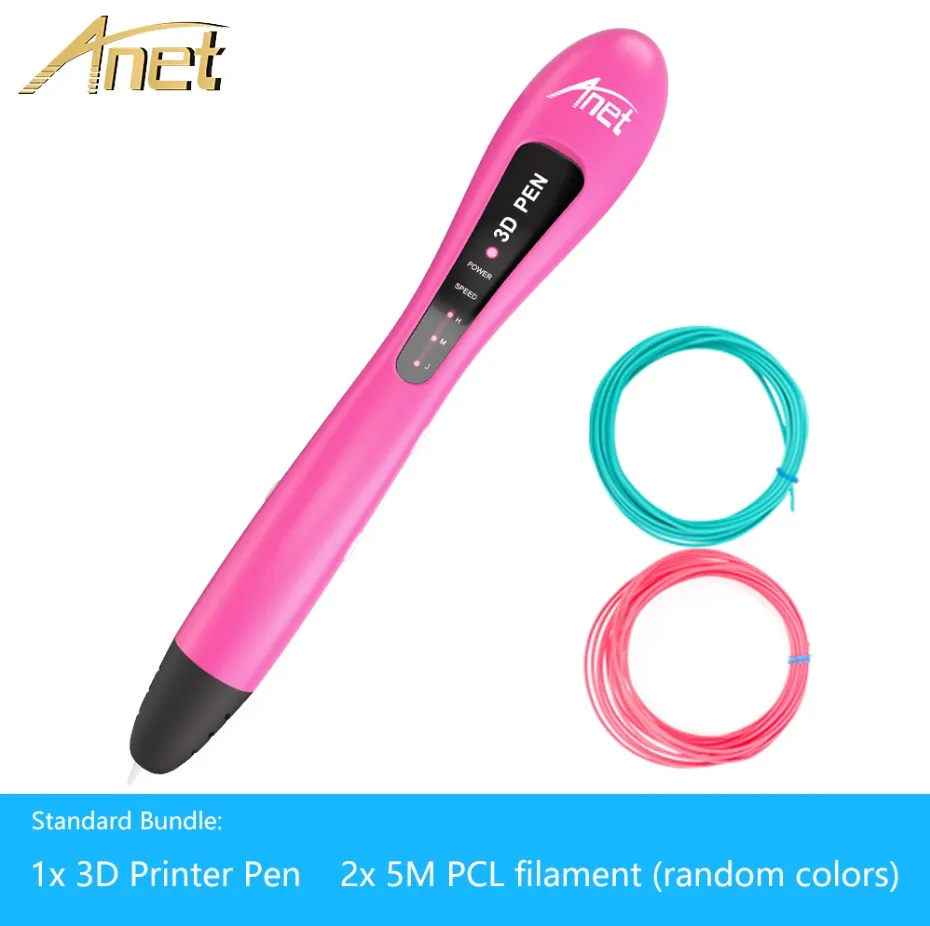 Pink 3D pen Anet VP01 новая низкая температура 3D Ручка принтера с нить из ПКЛ для детей подарок для детей - Цвет: Pink 3D pen