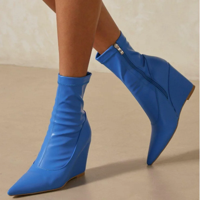 Botas De Mujer Tacón De Cuña Con Lazo Lateral Tallas Grandes Botas De Mujer Tacón De Cuña Con Lazo Lateral Tallas Grandes