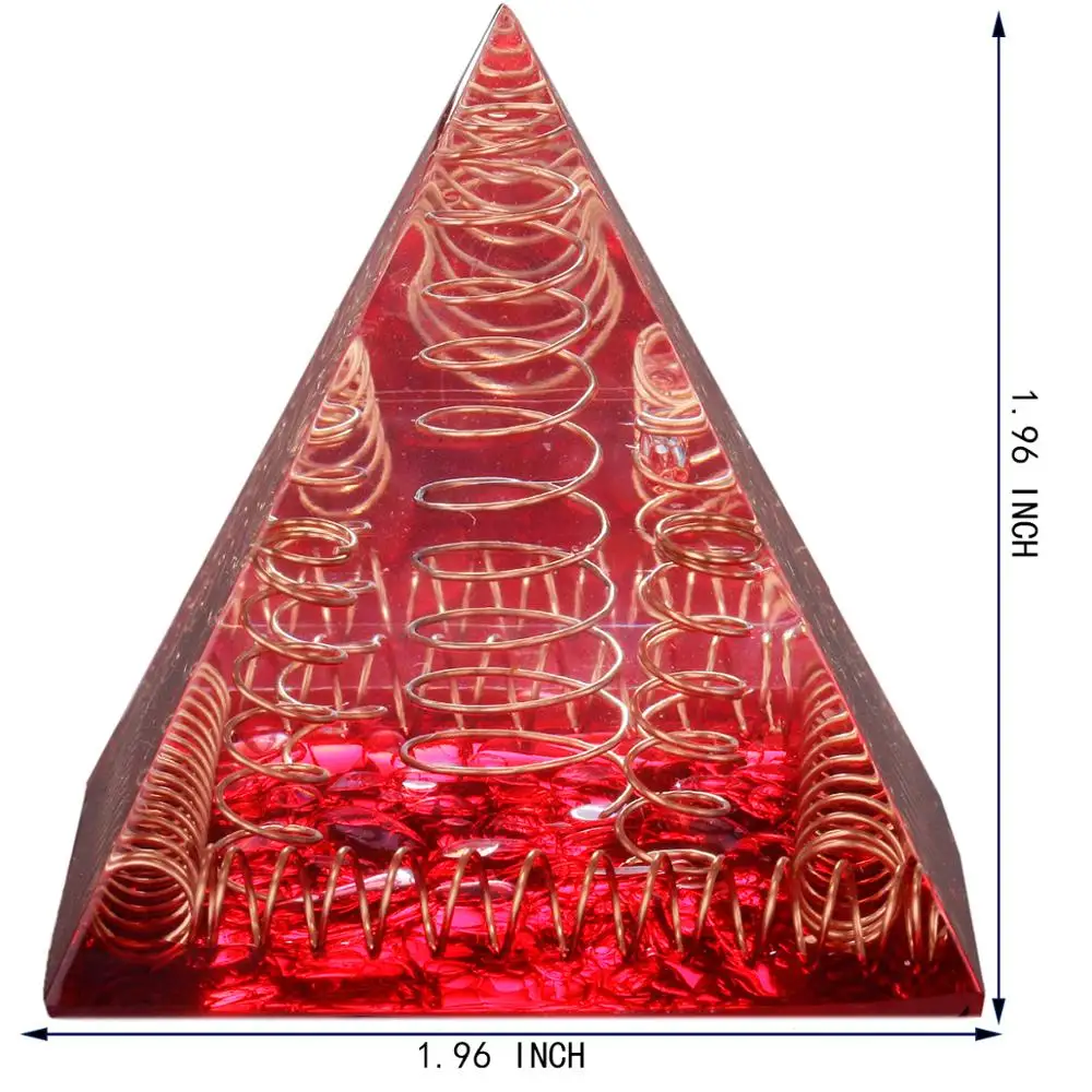 TUMBEELLUWA Healing Crystal Copper Wire Orgonite Pyramid Generator Stone Figurine for Meditation Reiki Balancing