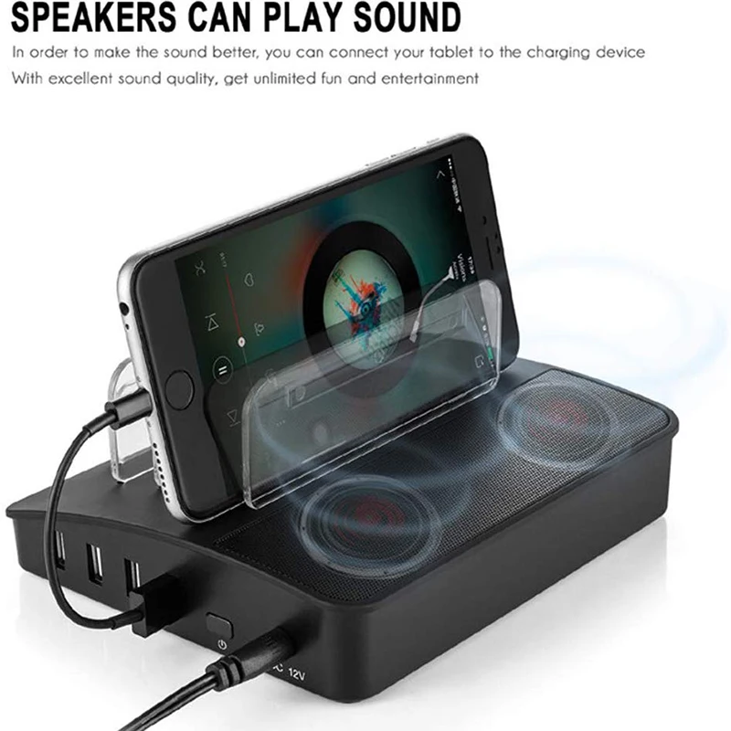 4 порта USB зарядное устройство Bluetooth динамик 5V6A настольная Зарядная Станция 6 Вт беспроводной динамик с Bluetooth для iPhone X samsung S8