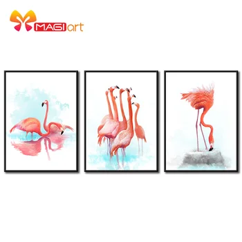 

Cross stitch kits Embroidery needlework sets 11CT water soluble canvas patterns 14CT Animals The Beautiful Flamingos-NCMA028