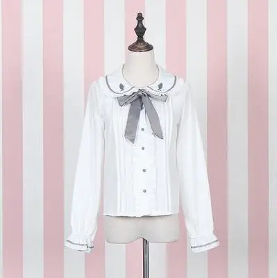 shirt Японского колледжа на каждый день; Милые комплекты для Лолиты милый енот пальто+ рубашка+ юбка, Школьный костюм для кавайной девушки, в готическом стиле, комплекты для Лолиты лоли для костюмированной вечеринки - Цвет: shirt