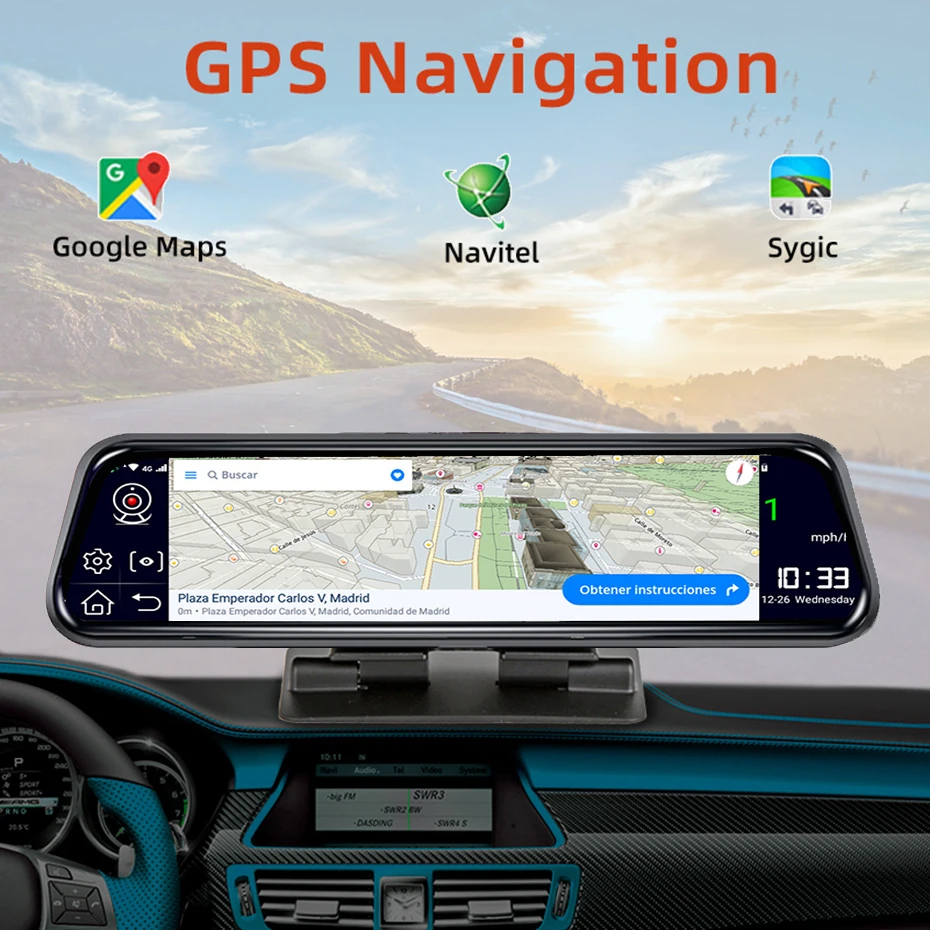 Bluavido 10 &quot4G Android Видеорегистраторы для автомобилей Камера GPS Naivgation ADAS FHD 1080P