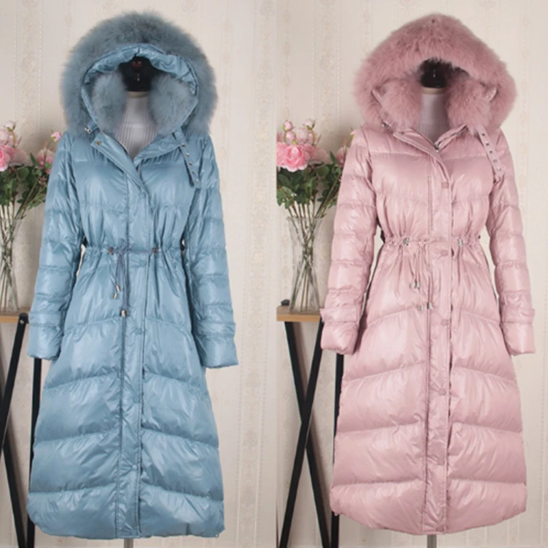 

Winter Thick Long Jacket Down Thick Outwear Parkas White Duck Down Hooded Jackets 2XL Pink/Red/Yellow/Blue Lady Coats Outwear