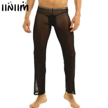 Iiniim Горячее предложение, фирменное мужское удобное Сетчатое нижнее белье под брюки, прозрачные дышащие штаны для вечернего сна, сексуальная клубная одежда