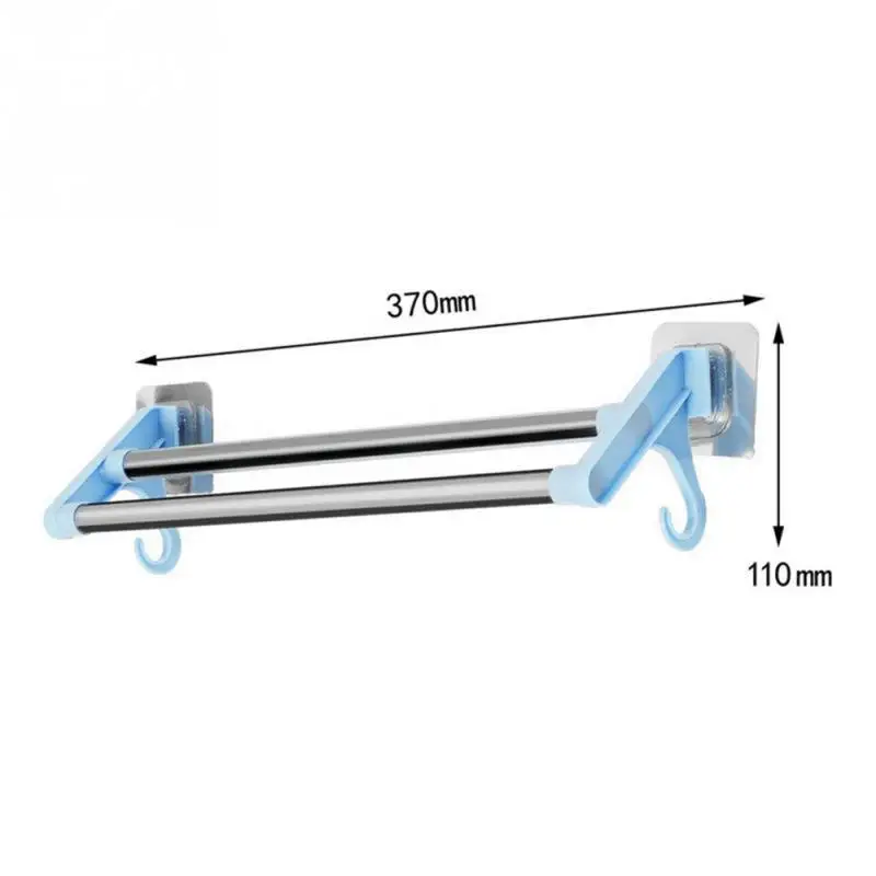 Towel Racks Double Sticks Holders Stainless Steel Wall Mounted Towel Rail Rack Bathroom Kitchen Punch Free Storage Shelf