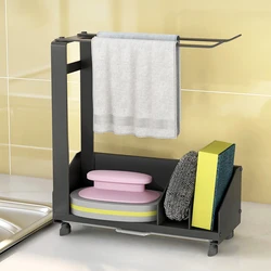 Black Gadget Kitchen Sink Basket Caddy Towel Sponge Soap Holder Kitchen Items Organizer Fregaderos De Cocina Kitchen Fixture YQ