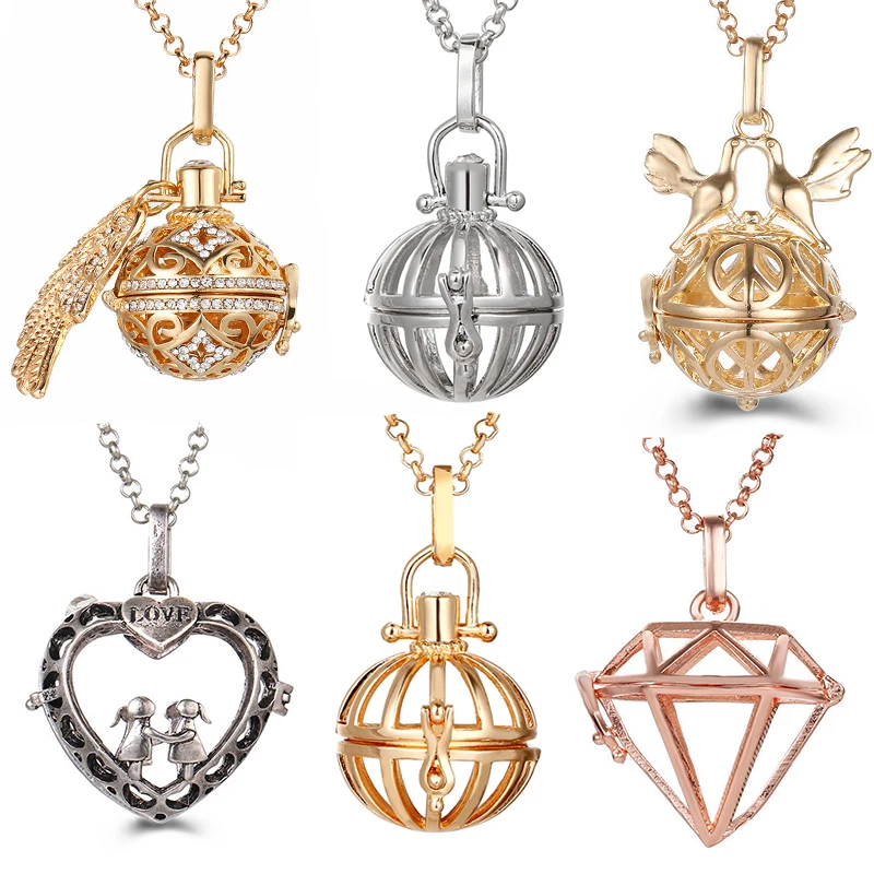 MexicanChimesAngelWingsMusicBallAromatherapyNecklaceExquisitePeaceDovePerfumeLockets
