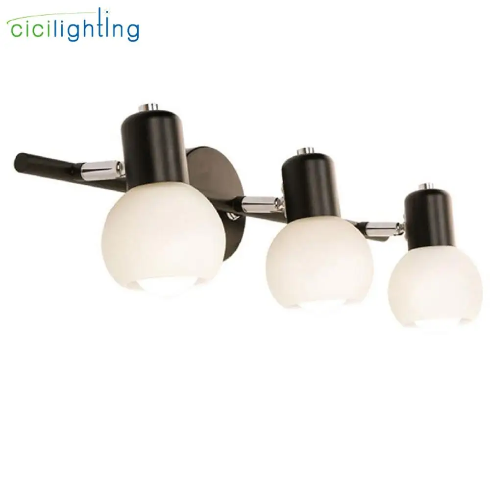 Modern Europe Black Mirror Light LED Bathroom Toilet Dressing Room Wall Mounted Lamp Glass Shade E14 Cabinet Mirror Lighting Luz