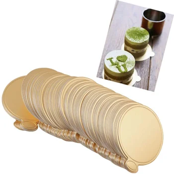 

Mini Cardboard Cake Bases 100pcs Golden Mousse Cake Boards Cake Paper Plates Dessert Board Base for Wedding Birthday HYD