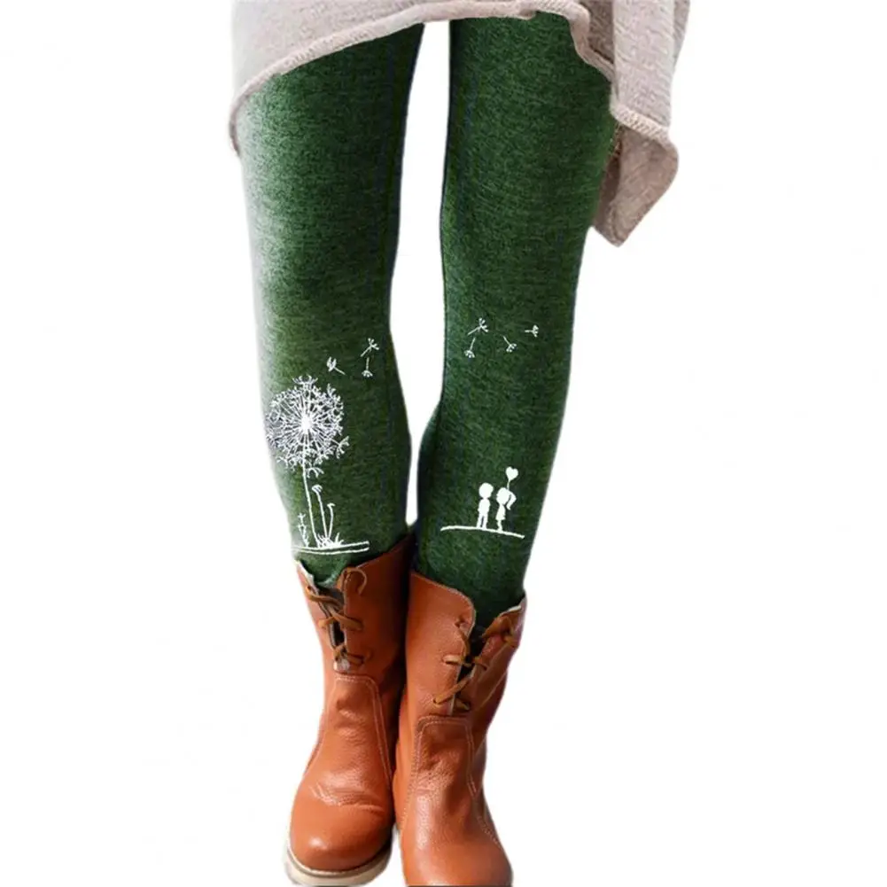 2021 Spring Autumn Women\'s Leggings Trousers Dandelion Print Long Pants Women Skinny Leggings Casual Women\'s Pants