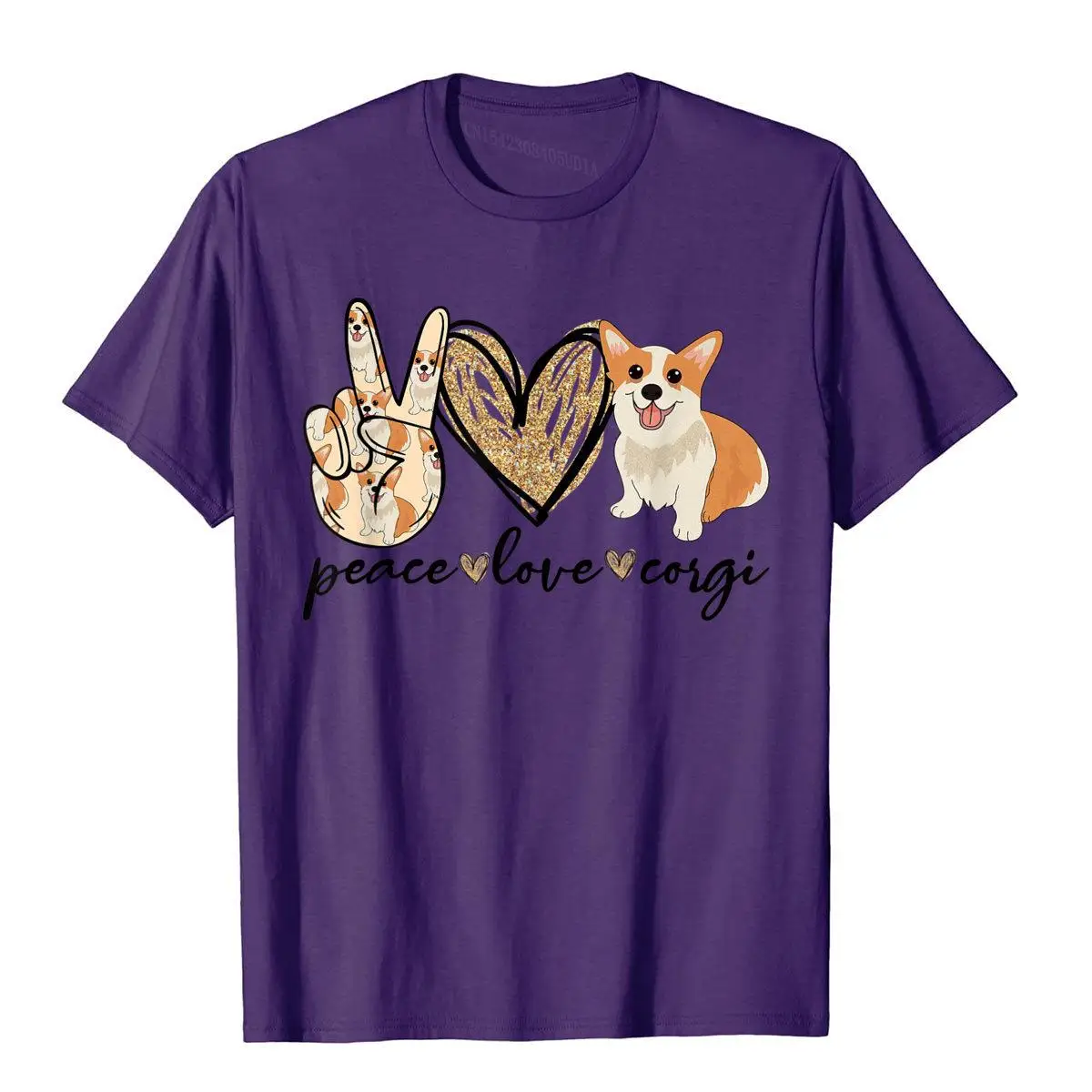 Peace Love Corgi Funny Dog Mom Mother's Day Gift Corgi Lover T-Shirt__B6846purple