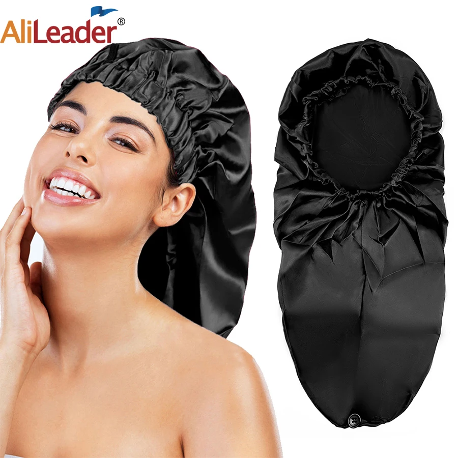 

Alileader Cheap Adjustable Satin Bonnet For Curly Hair Sleeping Satin Bonnet Cap Night Sleep Hat Satin Bonnets For Black Women