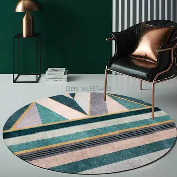 

Fashionable Modern Nordic Geometric Mosaic Living Room Bedroom Hanging Basket Chair Round Floor Mat Carpet