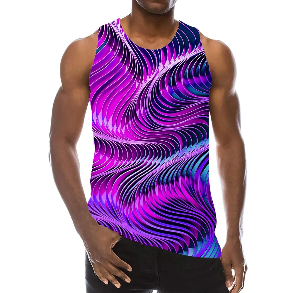 Men Graphic Tank Top Round Neck 3D 